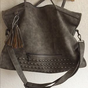 Grey studded boho bag